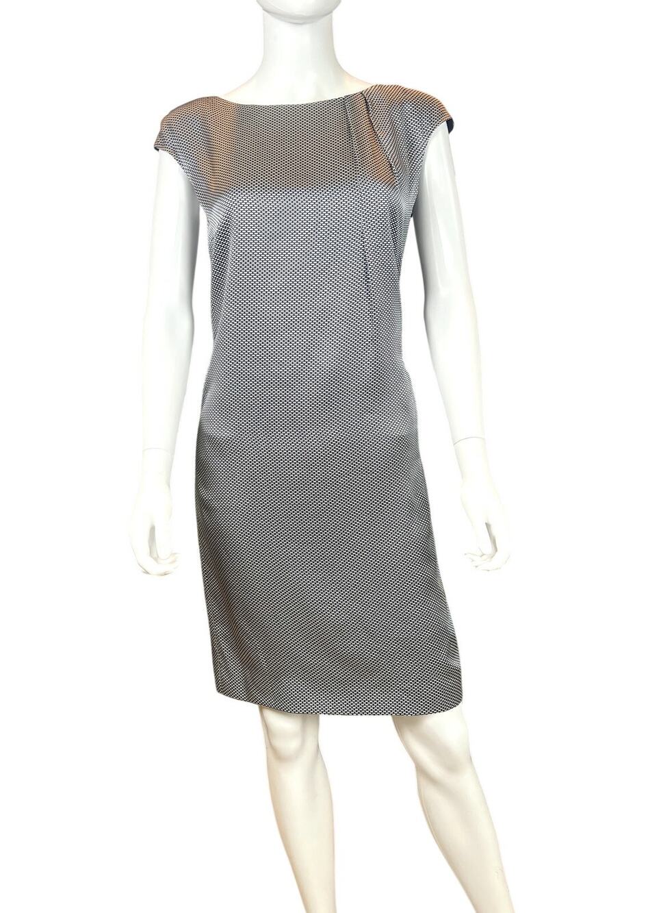 St. Emile 100% Silk Black & White Polka Dot Sheath Dress | US 6